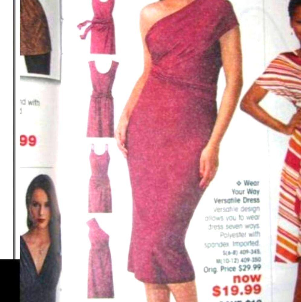 Avon Small Wear 7 Ways Burgundy Convertible Dress